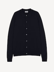 John Smedley Blue Tibor Button Through Merino Wool Overshirt - Image 1 of 1