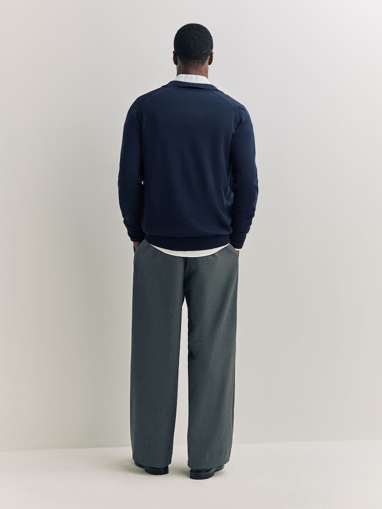 John Smedley Blue Tibor Button Through Merino Wool Overshirt - Image 2 of 6 John Smedley Blue Tibor Button Through Merino Wool Overshirt - Image 2 of 6
