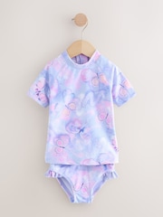 Lilac Purple Butterfly Foil Short Sleeved Sunsafe Swim Set (3mths-10yrs) - Image 1 of 4