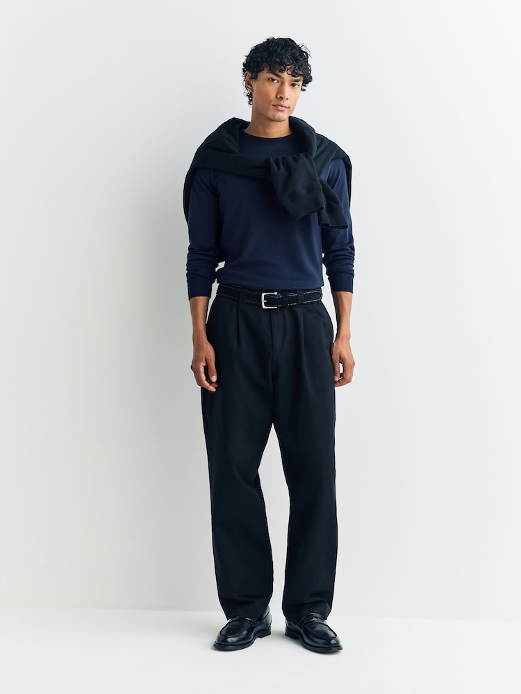 John Smedley Blue Lundy Long Sleeve Merino Wool Crew Neck Jumper - Image 2 of 6 John Smedley Blue Lundy Long Sleeve Merino Wool Crew Neck Jumper - Image 2 of 6