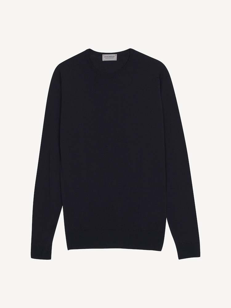 John Smedley Blue Lundy Long Sleeve Merino Wool Crew Neck Jumper - Image 6 of 6 John Smedley Blue Lundy Long Sleeve Merino Wool Crew Neck Jumper - Image 6 of 6