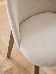 Set of 2 Tweedy Plain Light Natural Preston Mid Wood Leg Dining Chairs - Image 2 of 9