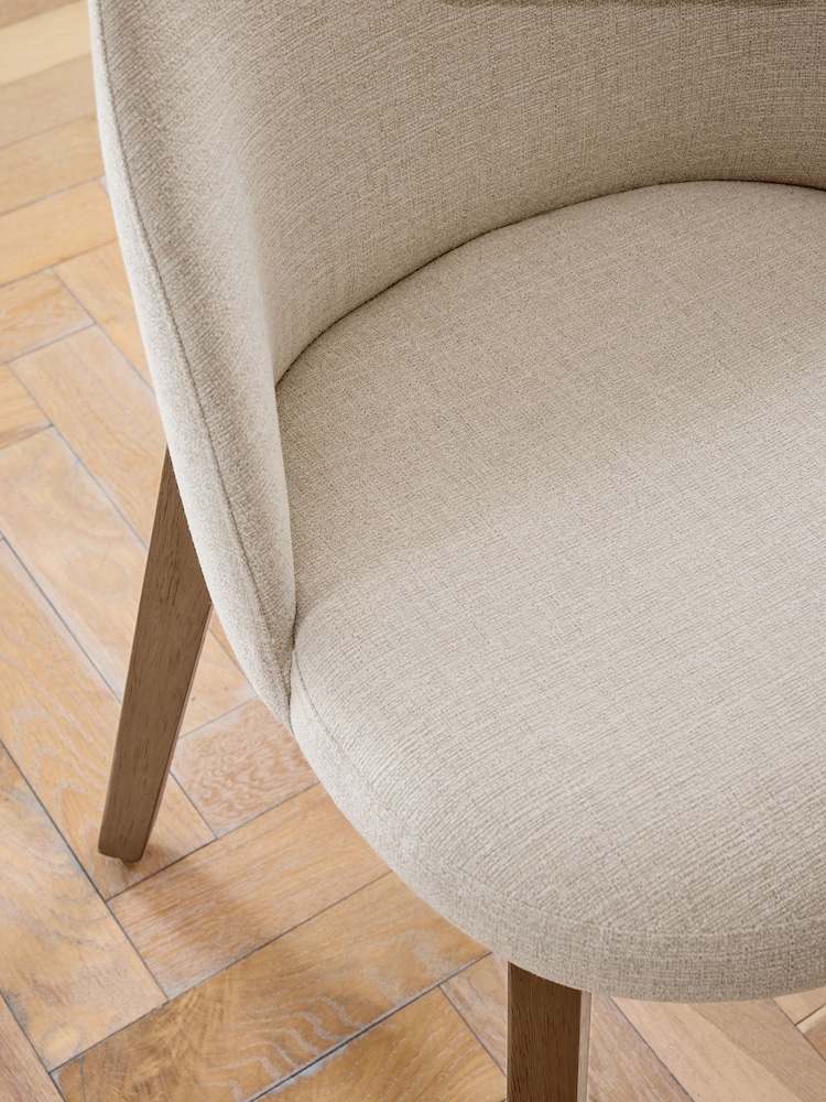 Set of 2 Tweedy Plain Light Natural Preston Mid Wood Leg Dining Chairs - Image 2 of 9