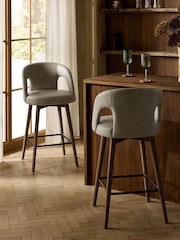 Easton Faux Leather Silver Grey Mid Wood Leg Orton Bar Stool - Image 1 of 10