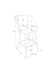 Easton Faux Leather Silver Grey Mid Wood Leg Orton Bar Stool - Image 3 of 10