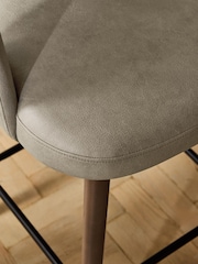 Easton Faux Leather Silver Grey Mid Wood Leg Orton Bar Stool - Image 8 of 10
