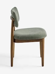 Set of 2 Relaxed Chenille Dark Green Dark Wood Leg Wrenley Dining Chairs - Image 6 of 7