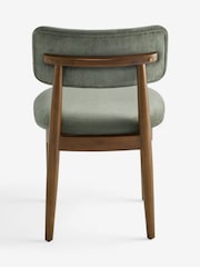 Set of 2 Relaxed Chenille Dark Green Dark Wood Leg Wrenley Dining Chairs - Image 7 of 7