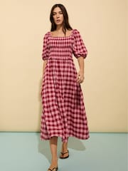 Baukjen Pink Davina Gingham Midi Dress - Image 1 of 3