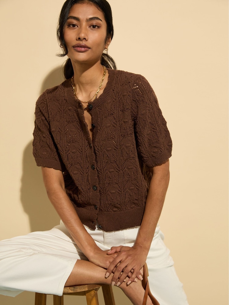 Baukjen Celestia  Ecotec Crochet Brown Cardigan - Image 1 of 5