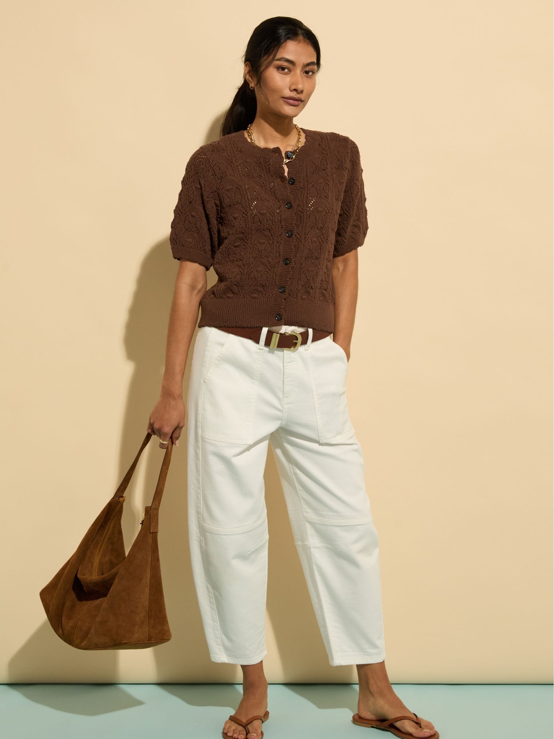 Buy Baukjen Celestia Ecotec Crochet Brown Cardigan from Next USA