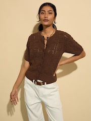Baukjen Celestia  Ecotec Crochet Brown Cardigan - Image 4 of 5