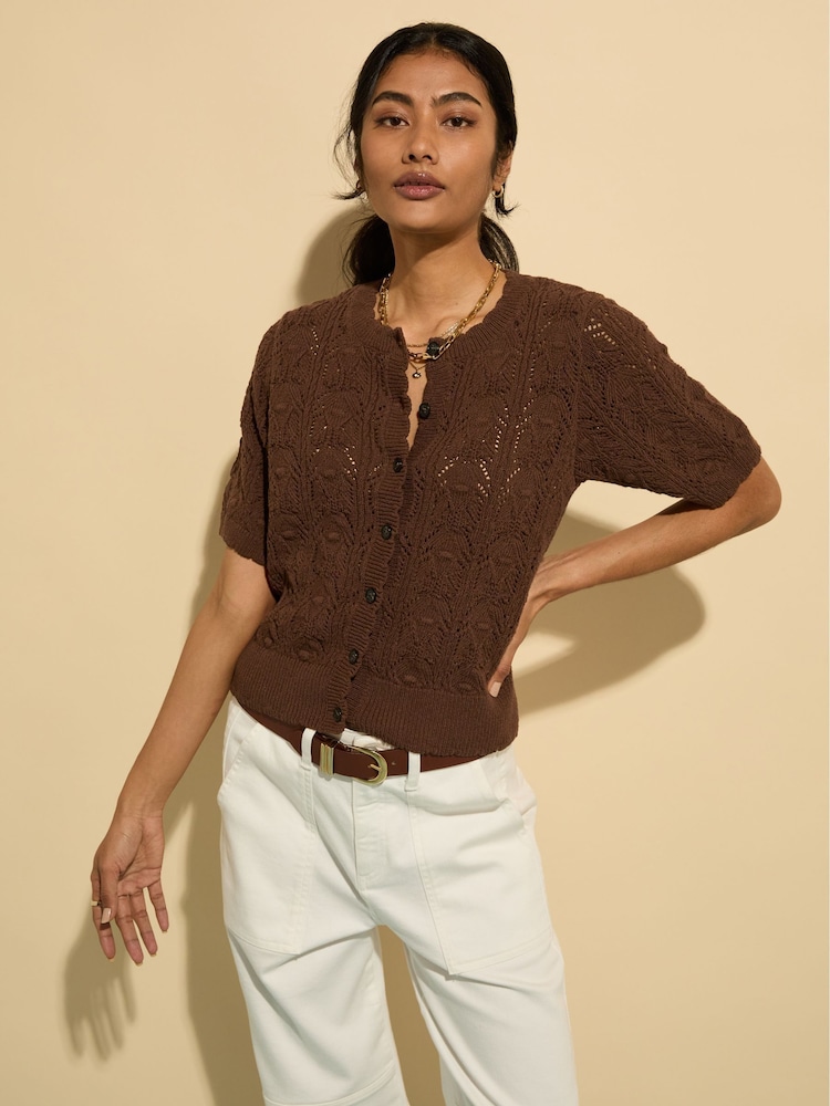 Baukjen Celestia  Ecotec Crochet Brown Cardigan - Image 4 of 5