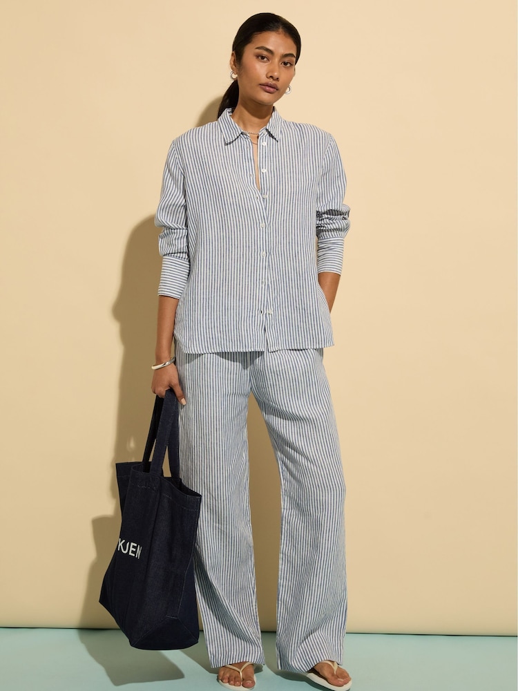 Baukjen Blue Doretta 100% Linen Trousers - Imagen 2 de 5
