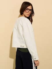 Baukjen Nova 100% Organic Cotton Collarless Denim White Jacket - Image 4 of 5
