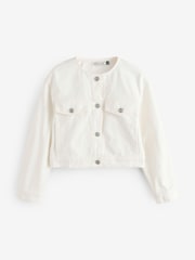 Baukjen Nova 100% Organic Cotton Collarless Denim White Jacket - Image 5 of 5