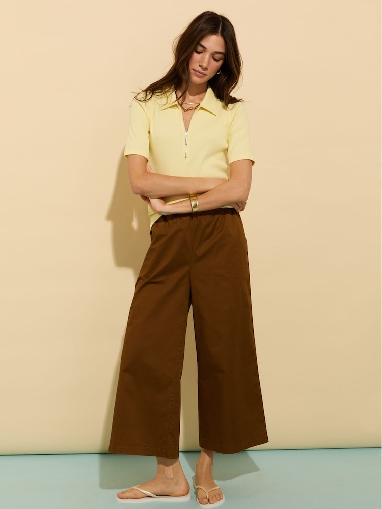 Baukjen Yellow Ivy Rib Zip Collar 100% Cotton Top - Image 2 of 4