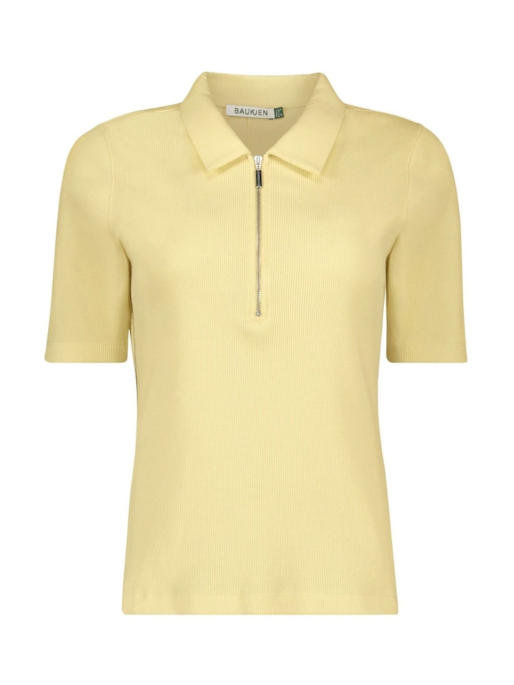 Baukjen Yellow Ivy Rib Zip Collar 100% Cotton Top - Image 4 of 4