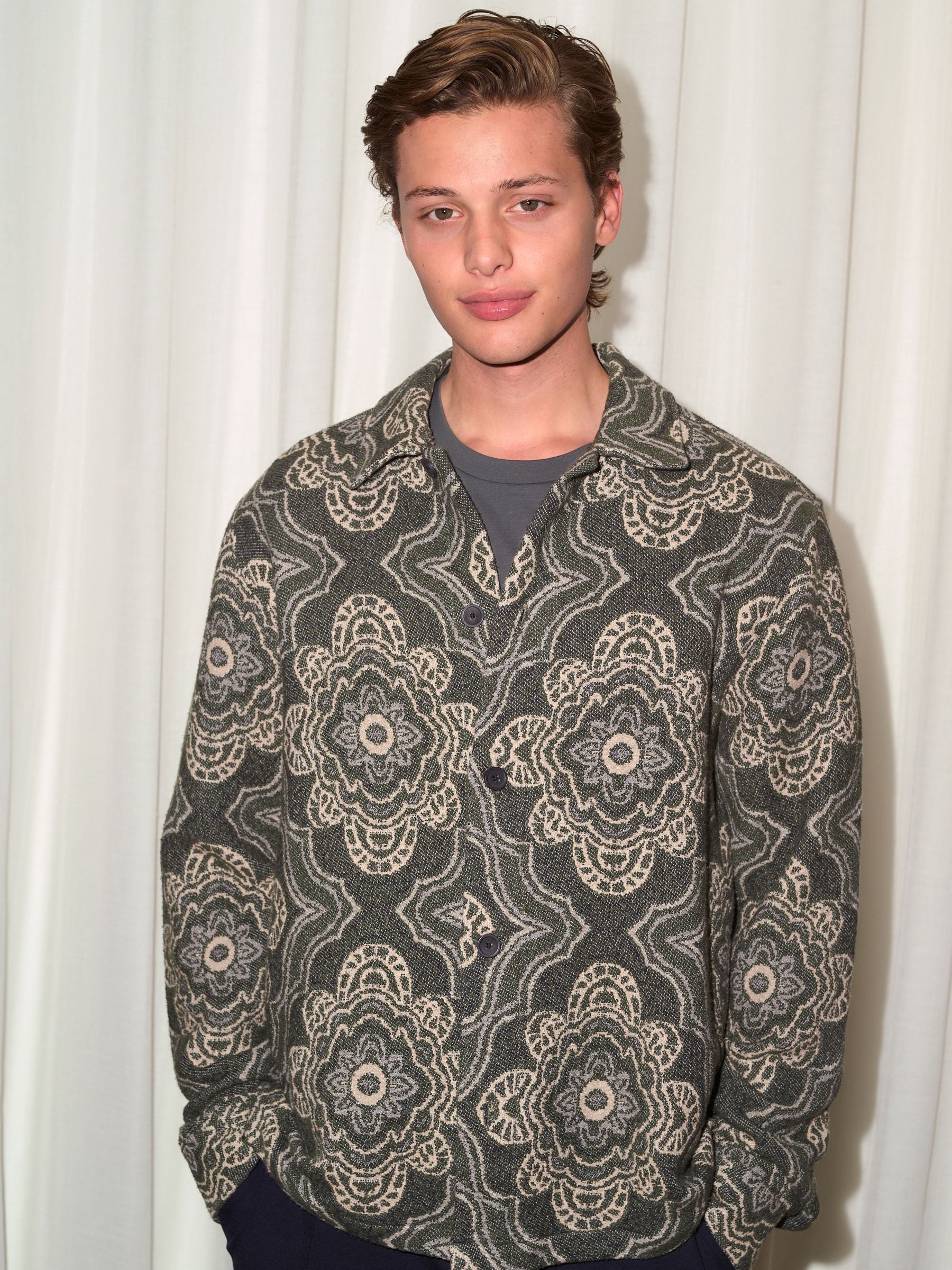 Buy Green Medallion Printed Zipped Shacket from Next Romania