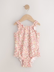 珊瑚粉紅色花卉風 - 37生菜邊泳裝（0個月-1歲） - 圖片 5，共 8