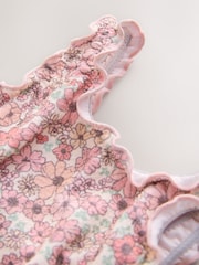 珊瑚粉紅色花卉風 - 37生菜邊泳裝（0個月-1歲） - 圖片 7，共 8