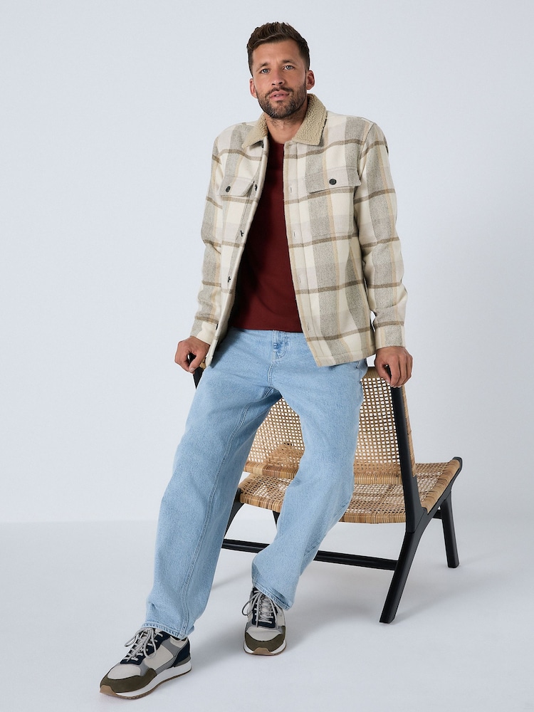 Neutral Check Borg Lined Shacket - Image 2 of 11 Neutral Check Borg Lined Shacket - Image 2 of 11