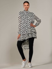 Jolie Moi Black Dipped Hem Shirt Midi Dress - Image 1 of 5