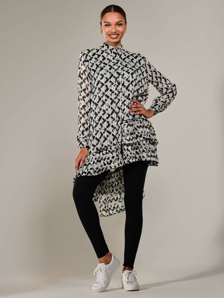 Jolie Moi Black Dipped Hem Shirt Midi Dress - Image 1 of 5