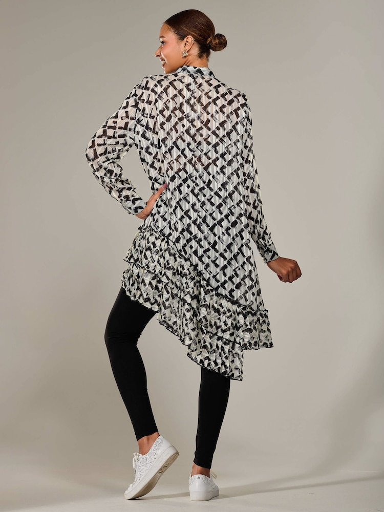 Jolie Moi Black Dipped Hem Shirt Midi Dress - Image 2 of 5