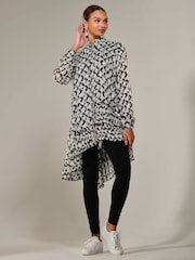 Jolie Moi Black Dipped Hem Shirt Midi Dress - Image 5 of 5