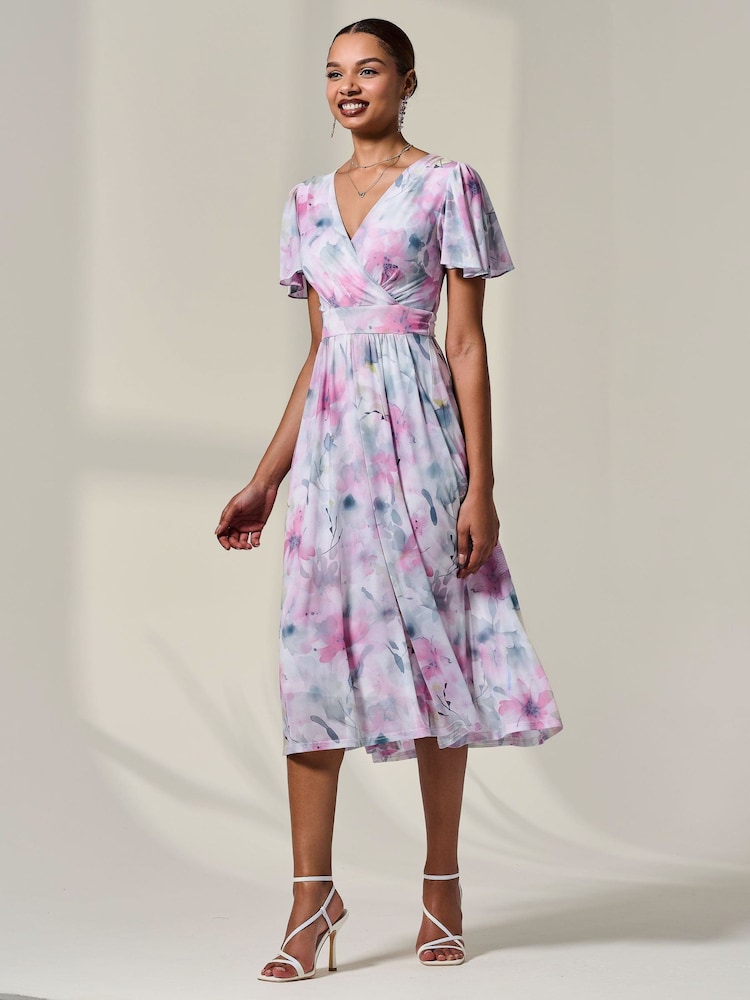 Rosa - Jolie Moi Petite Mesh Short Sleeve Wrap Midaxi Dress - Imagen 6 de 6 Rosa - Jolie Moi Petite Mesh Short Sleeve Wrap Midaxi Dress - Imagen 6 de 6