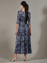 Jolie Moi Blue Petite Pleated Half Sleeve Midi Dress - Image 2 of 6