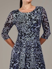 Jolie Moi Blue Petite Pleated Half Sleeve Midi Dress - Image 3 of 6