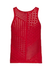 JDY Red Knitted Crochet Vest - Image 1 of 2