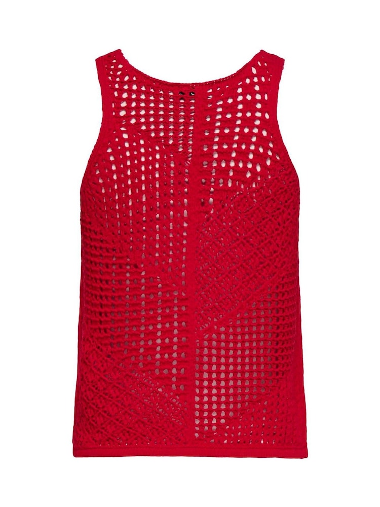 JDY Red Knitted Crochet Vest - Image 1 of 2