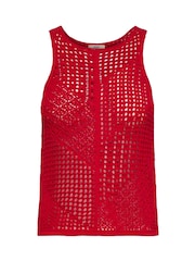 JDY Red Knitted Crochet Vest - Image 2 of 2