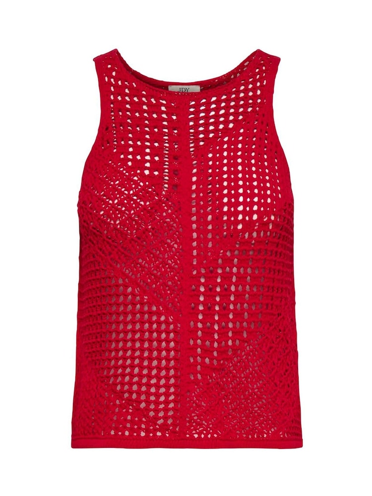 JDY Red Knitted Crochet Vest - Image 2 of 2