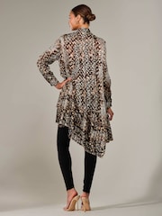 Jolie Moi Brown Dipped Hem Shirt Midi Dress - Image 2 of 6
