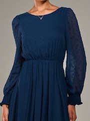 Jolie Moi Blue Long Sleeve Chiffon Midaxi Dress - Image 3 of 6