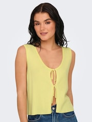JDY Yellow Sleeveless Tie Front Knitted Top - Image 2 of 7