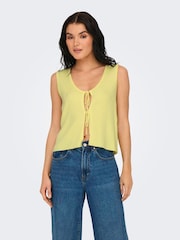 JDY Yellow Sleeveless Tie Front Knitted Top - Image 4 of 7