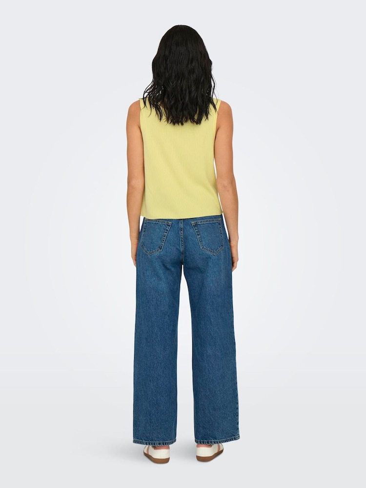 JDY Yellow Sleeveless Tie Front Knitted Top - Image 5 of 7