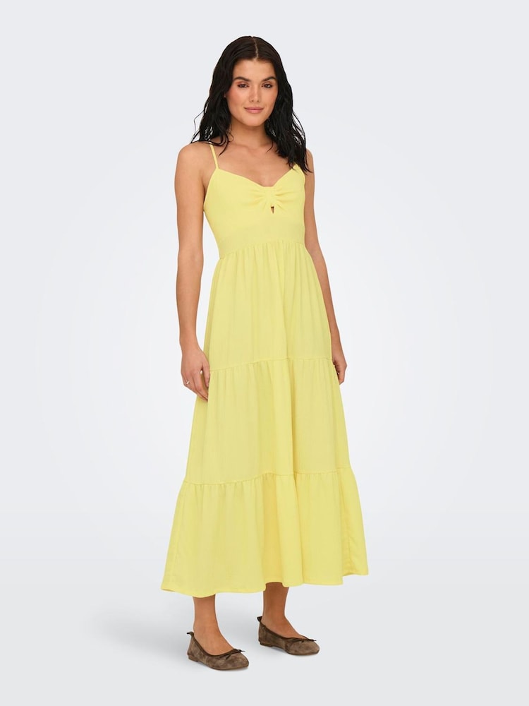 JDY Yellow Sleeveless Layered Jersey Maxi Dress - Image 2 of 6