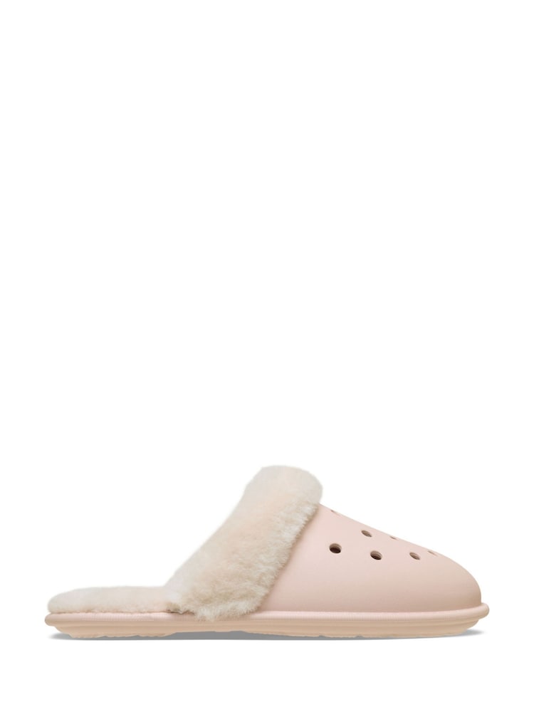 Crocs Pink Classic Fuzz Scuff Slippers - Image 1 of 7