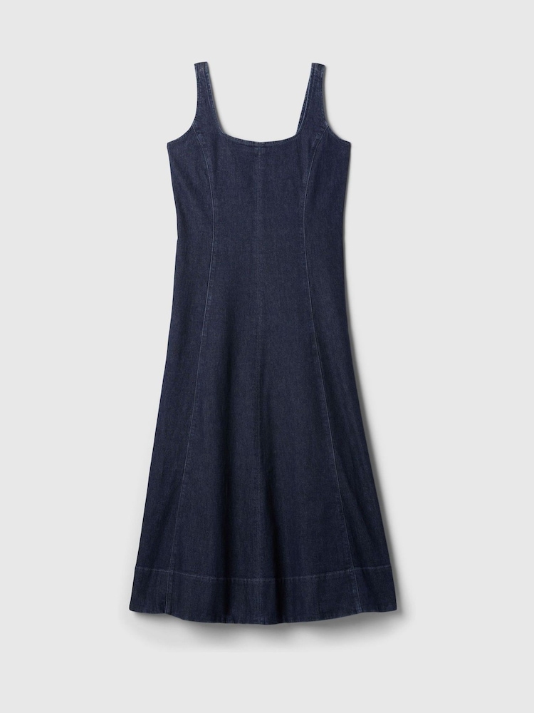 Gap Blue Denim Square Neck Midi Dress - Image 5 of 5