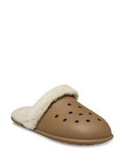 Crocs Brown Classic Fuzz Scuff Slippers - Image 3 of 7