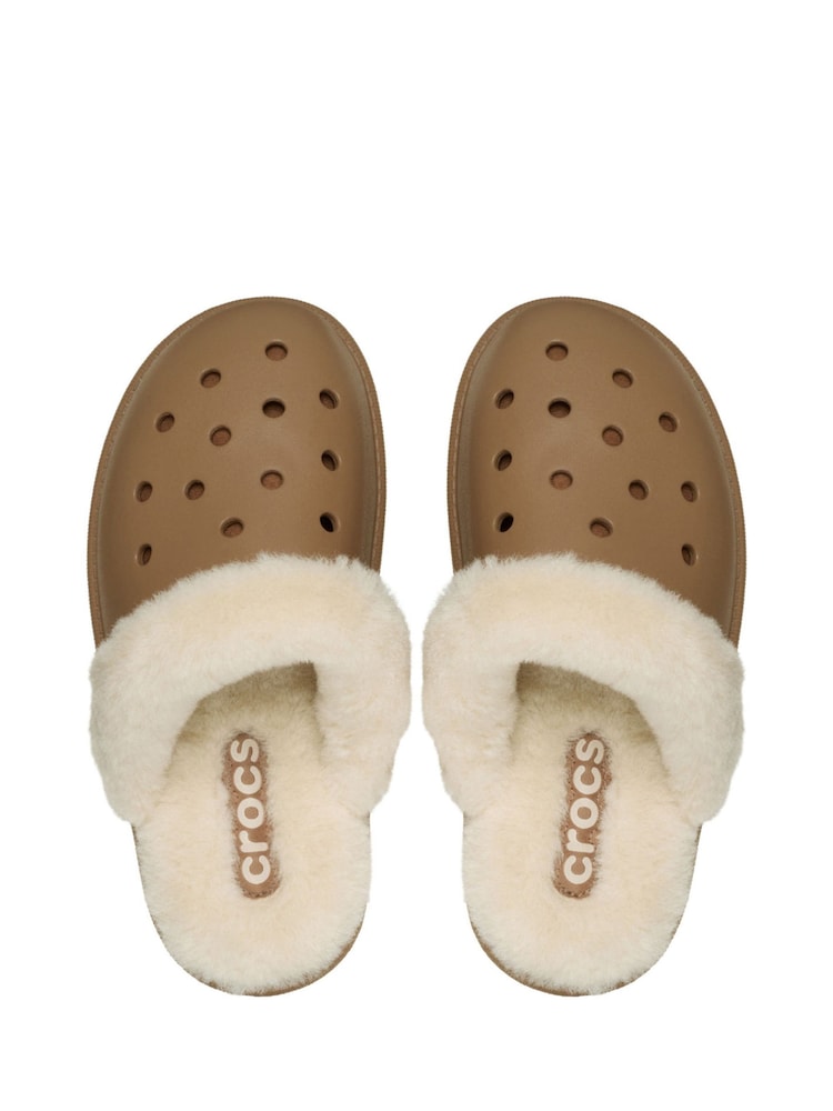 Buy Crocs Brown Classic Fuzz Scuff Slippers from the Next UK