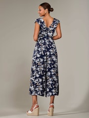 Jolie Moi Blue Frill Tie Front Jumpsuit - Image 6 of 6