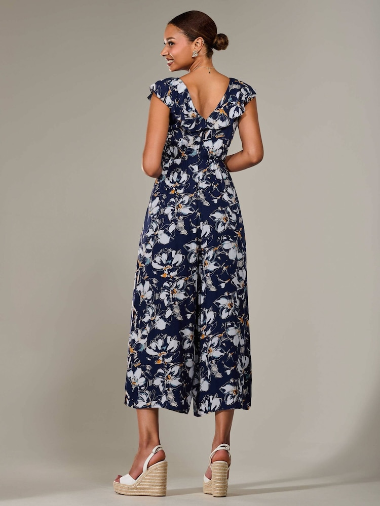Jolie Moi Blue Frill Tie Front Jumpsuit - Image 6 of 6