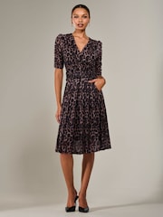 Jolie Moi Brown Mesh Half Sleeve Midaxi Dress - Image 1 of 6